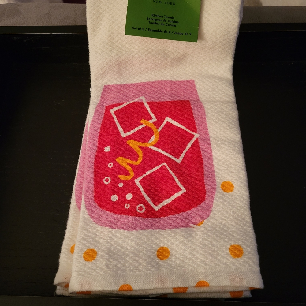 Kate Spade Colorful Cocktail Kitchen Towel Set Of 2